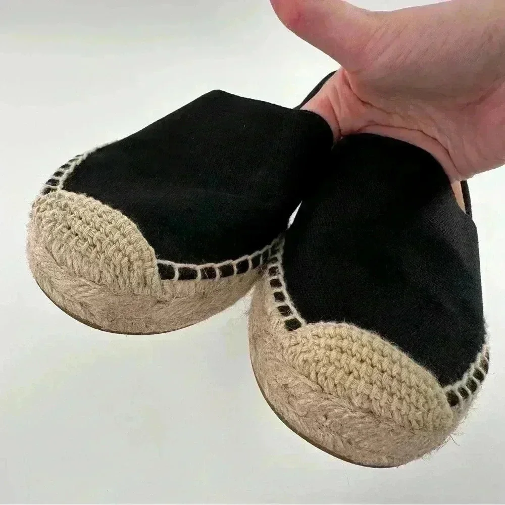 J crew womens flats size 9 black canvas Espadrilles resort wear coastal granny